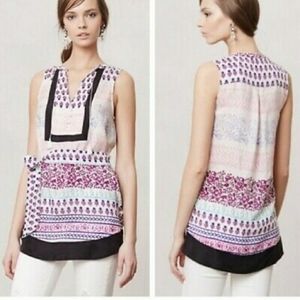 Maeve by Anthropologie 100%  Istmo Silk  Sleeveless Floral Tunic